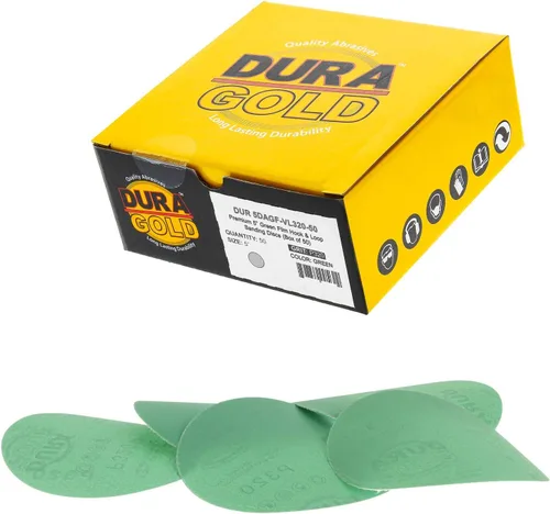 Miniatura 16 de Dura-Gold Discos de lijado de película verde de 5 pulgadas de alta calidad - Grano 80 (caja de 50) - Discos de papel de lija con respaldo de gancho