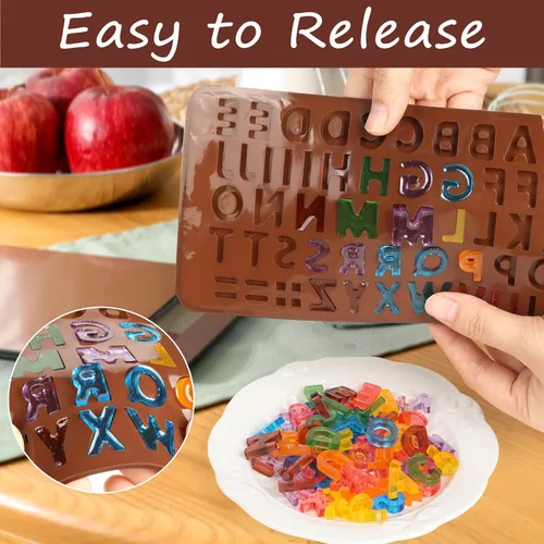 Miniatura 4 de 2 moldes de silicona con letras y números, moldes de chocolate con alfabetos y números, moldes para hornear de feliz cumpleaños para chocolates