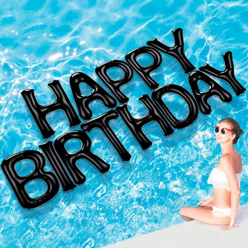 Miniatura 10 de Shappy Globos flotantes grandes de letras flotantes de 20 pulgadas con puntos adhesivos, decoraciones inflables de piscina para fiesta de cumpleaños