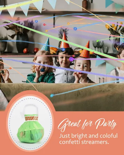 Miniatura 7 de BATTIFE Streamers Poppers - Galletas de confeti para lanzar a mano, sin ensuciar, para cumpleaños, bodas, fiestas, fiestas, coloridos, 16.4 pies