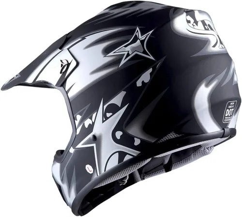 Miniatura 4 de WOW Youth Kids Motocross BMX MX ATV Dirt Bike Moutain Helmet Storm Black Estrella Negro Mate