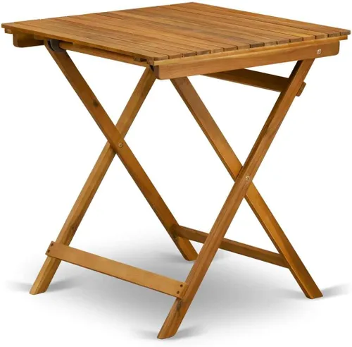 East West Furniture SECM3CANA - Juego de mesa plegable de madera de 3 piezas para patio, contiene una mesa auxiliar cuadrada de madera de acacia