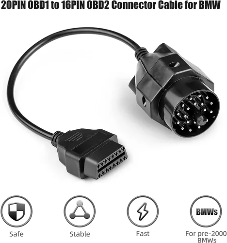Miniatura 4 de Cable adaptador de conector OBD1 a 16PIN OBD2 de 20 pines para BMW E31 E32 E34 E36 Creator OBD 1 Cable de herramienta de escaneo