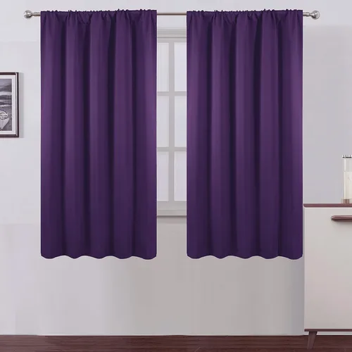 Miniatura 50 de LEMOMO Cortinas opacas negras para cocina, 42 x 45 pulgadas, juego de 2 paneles de cortinas opacas con bolsillo para cortinero para ventana pequeña