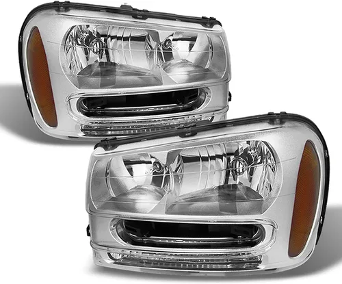 Miniatura 9 de AKKON - Compatible con Chevy Trailblazer 2002-2009 [LED DRL Running] Proyector de faros cromados, par de faros delanteros de repuesto para Carcasa
