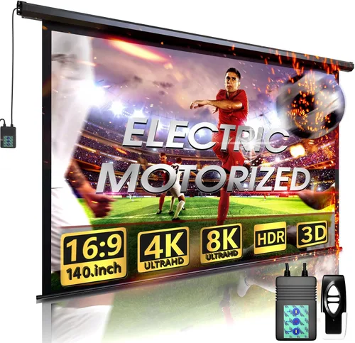 Miniatura 7 de Pantalla de proyector motorizada de 110 pulgadas, pantalla de películas para interiores y exteriores, pantalla de proyector eléctrica 16:9 de 110