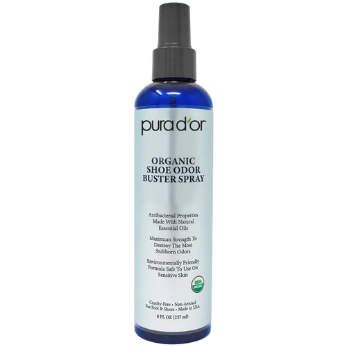 Miniatura 9 de PURA D'OR Spray orgánico eliminador de olores para zapatos y pies (8 onzas) desodoriza y elimina los malos olores con eucalipto, menta, árbol de té
