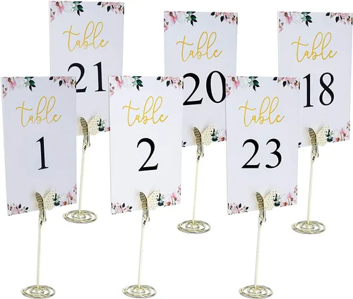 Miniatura 6 de Portatarjetas de mesa de mariposa para números, 10 unidades, 4.92 pulgadas, soporte de fotos de alambre de 4.92 pulgadas, clips de menú, soportes