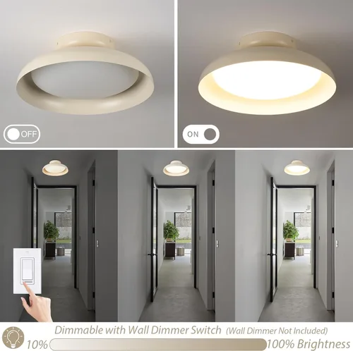Miniatura 4 de BISAMIYA Lámpara de techo LED moderna regulable, lámpara de techo semiempotrada de 15.7 pulgadas, lámpara de ángulo ajustable, acento de latón