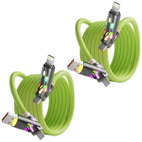 Miniatura 11 de Cable USB C a Lightning, cable de carga 4 en 1 de 240 W, 5 pies, cable de carga múltiple USB A/C a C/Lightning con luz para iPhone 16/15/14/13