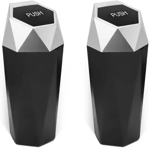 Miniatura 10 de Cubo de basura para automóvil con tapa, mini cubo de basura portátil para automóvil, pequeño diseño de diamante a prueba de fugas, contenedores