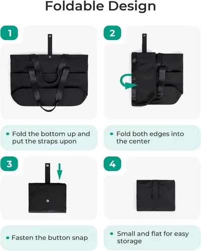 Miniatura 5 de BAGSMART Bolsa de mano para mujer, bolsa de mano plegable con cremallera, bolsa de hombro grande de viaje para el trabajo-16.5 pulgadas de largo x 6