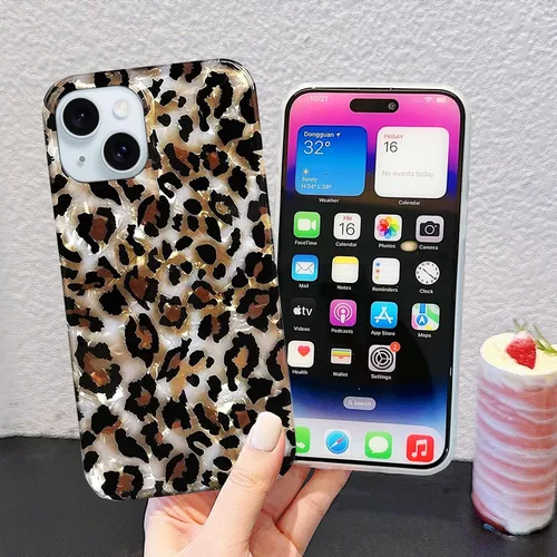 Miniatura 5 de J.west Funda compatible con iPhone 14 Plus, lujosa funda de silicona suave con estampado de leopardo translúcido translúcido y vintage para niñas