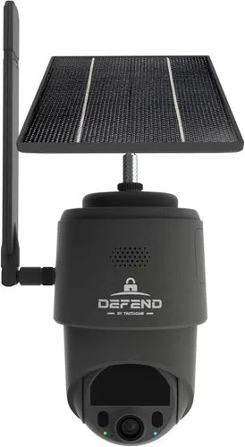 TACTACAM – Cámara de seguridad celular Defend 360, fotos 4K, video 1080p, batería solar + recargable, panorámica/inclinación/zoom de 360°, LTE