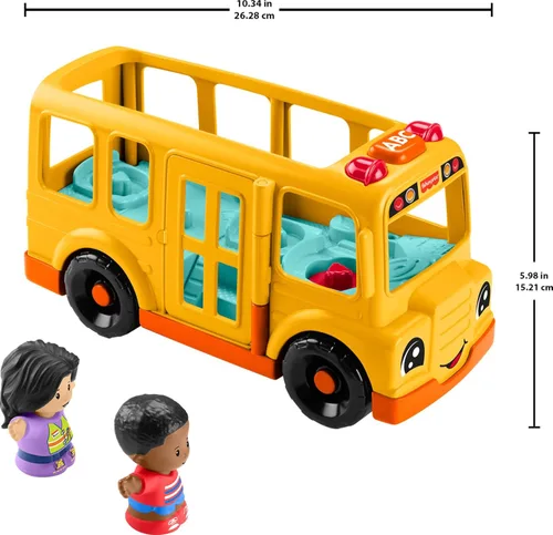 Miniatura 10 de Fisher-Price Little People - Juego de juguete para niños pequeños, autobús escolar musical con vehículo de empuje y 2 figuras para juego de roles