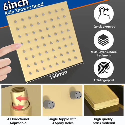 Miniatura 8 de ENGA Sistema de cabezal de ducha de lluvia doble, 2 en 1 funciones de montaje en techo, cabezal de ducha LED de 14 x 20 pulgadas con cabezal de Oro
