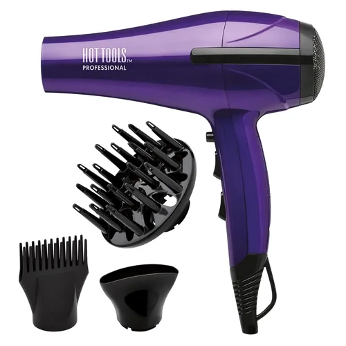Secador de pelo Hot Tools Pro Artist 1875W, turbo, cerámico + iónico | Secado rápido, liviano Púrpura