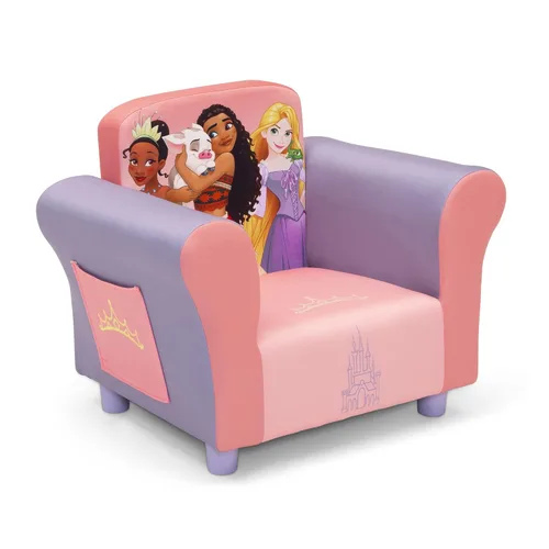 Miniatura 4 de Delta Children Silla tapizada, princesa Disney y caja de juguetes de lujo, princesa Disney