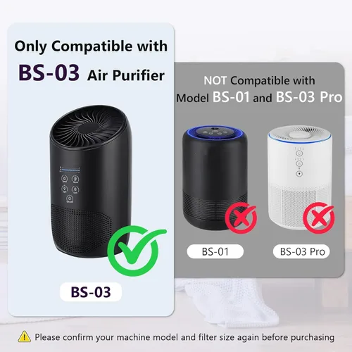 Miniatura 4 de SAKEGDY Reemplazo del filtro HEPA BS-03, compatible con purificador de aire PARTU BS-03 y purificador de filtro de aire Slevoo BS-03, filtración 3