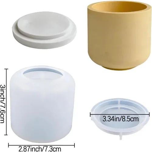 Miniatura 2 de 2 piezas de moldes de resina para tarros grandes con tapa, moldes creativos de silicona para joyería epoxi, portavelas, organizador de moldes
