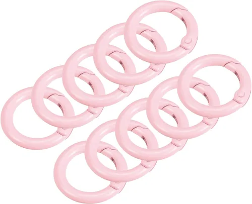 Miniatura 12 de uxcell Anillos redondos de resorte, hebilla de gatillo para bolsos, monederos, llavero Amarillo
