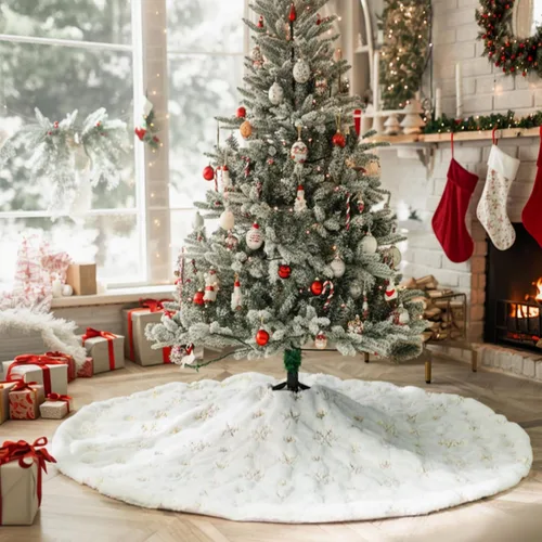 Miniatura 3 de CHICHIC Falda de Árbol de Navidad Grande de 36 Pulgadas Falda de Árbol Blanca Faldas de Árbol de Navidad de Piel Sintética Decoraciones de Navidad