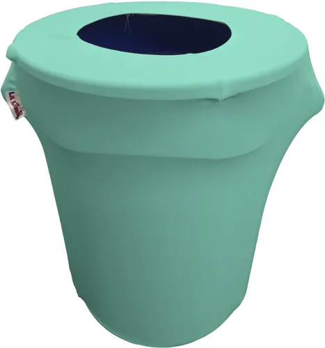 Miniatura 50 de LA Linen Cubierta para cubo de basura ajustable de elastano elástico de 32 galones, cubierta redonda para contenedor de residuos, decoración de Gris