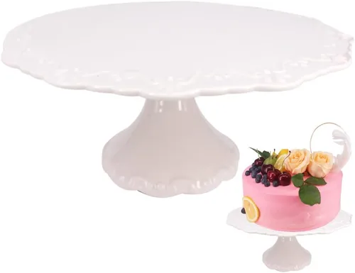 Miniatura 8 de Soporte de cerámica para cupcakes de 3 niveles, bandeja escalonada blanca para cupcakes, soporte de servicio de 3 niveles para fiesta de té