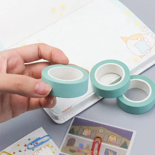 Miniatura 3 de NatSumeBasics Cinta Washi Pastel Verde Menta Sólido, 2 unidades de 32 pies, cinta adhesiva decorativa autoadhesiva para decoración de embalajes
