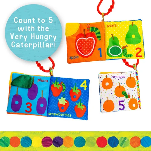 Miniatura 2 de Let's Count Soft Book – Libro sensorial suave de World of Eric Carle the Very Hungry Caterpillar Baby on the Go Clip de dentición arrugado suave