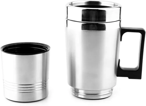 Miniatura 5 de Acouto Hervidor eléctrico para automóvil de 12 V, 11.8 fl oz + 5.1 fl oz, acero inoxidable, enchufe para automóvil, hervidor eléctrico, café, té