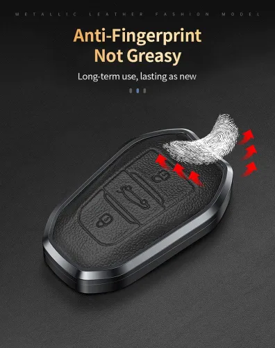 Miniatura 5 de Funda para llavero de automóvil con textura de cuero de aleación para Peugeot Citroen Picasso Elysee 308 407 3085 5008 C3 DS5 DS6 Funda para llave