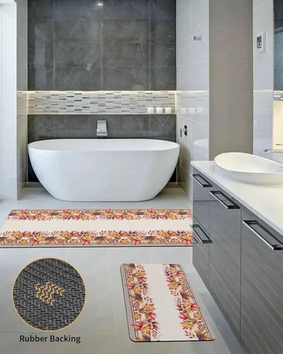 Miniatura 5 de Tapete de baño con hojas bohemias para bañera, antideslizante, de secado rápido y absorbente, de tierra de diatomeas, para fregadero de cocina