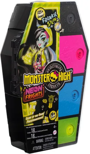 Miniatura 6 de Monster High Skulltimate Secrets Neon Frights Muñeca y accesorios, Frankie Stein con vestidor y más de 19 sorpresas