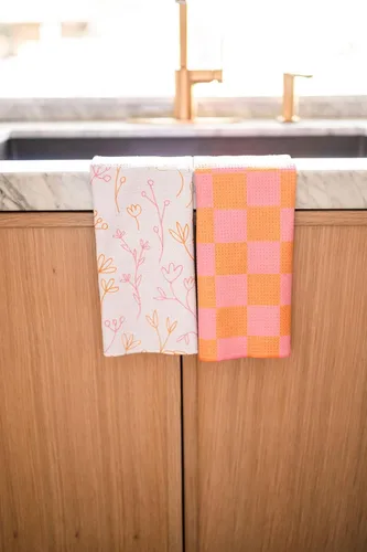 Miniatura 18 de Paquete de 2 Paños de cocina de doble cara Microfibra de tejido gofre Altamente absorbente Lazo para colgar Paños de cocina