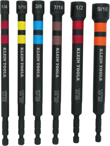 Miniatura 10 de KLEIN TOOLS 32950 Juego de destornillador de impacto con clasificación de trinquete, hueco, potencia magnética, con mango, codificado por color, 6