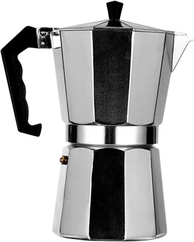 Miniatura 2 de VINGVO Cafetera italiana, 6 tazas de aleación de aluminio de 10.1 fl oz, olla moka con colador de metal y mango antiquemaduras, para café expreso