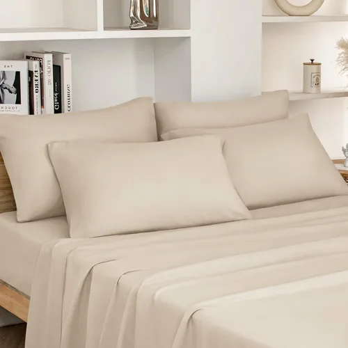 Miniatura 9 de HOMEIDEAS Sábanas de cama tamaño King – Juego de 6 piezas (dorado) – Sábanas de microfibra cepillada extra suave 1800, bolsillo profundo, sin