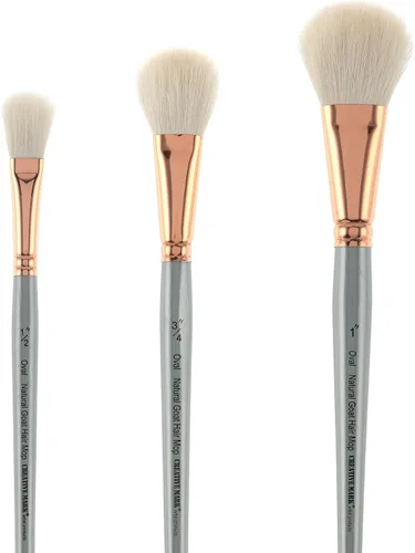 Miniatura 6 de Creative Mark Cepillo para mopa de pelo de cabra – Juego de 2, pelo de cabra natural ovalado de 1/2 pulgada para acuarela, aceite, acrílico y mezcla