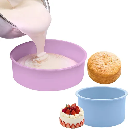 Paquete de 2 moldes redondos de silicona sin BPA, molde circular reutilizable de silicona para pasteles de gasa, juego de 2 tamaños diferentes