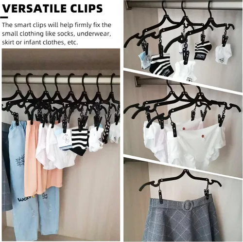 Miniatura 3 de 12 perchas de viaje negras con 24 clips plegables para maleta, perchas plegables portátiles para ropa, artículos esenciales para cruceros