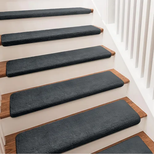 Miniatura 17 de PURE ERA Protectores de escalera para interiores, ultra felpa, suaves, para interiores, aptos para mascotas, cinta antideslizante, sin lavable