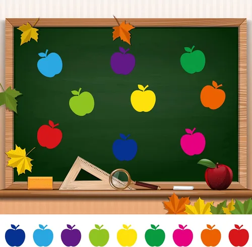 Miniatura 4 de Geyee 108 recortes de manzanas de papel para tablones de anuncios, recortes surtidos de manzanas, troqueles para profesores, proyectos de bricolaje