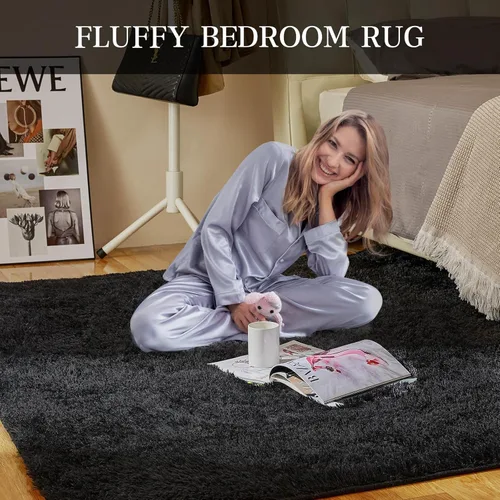 Miniatura 2 de Alfombra de área grande de 8x10 pies, alfombra shag esponjosa para dormitorio, alfombras suaves para guardería, alfombras peludas para habitación