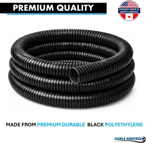 Miniatura 4 de Kable Kontrol Tubo Organizador de Cables Dividido de 1/4 de Pulgada, 10 Pies de Largo – Cubierta de Conducto de Cable Negro para Cordones - Tubo