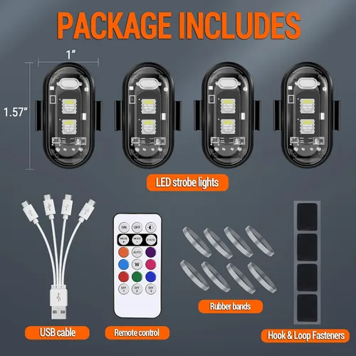 Miniatura 6 de Luces estroboscópicas LED inalámbricas, control remoto, 8 colores, carga USB, impermeables, luces de advertencia de emergencia anticolisión