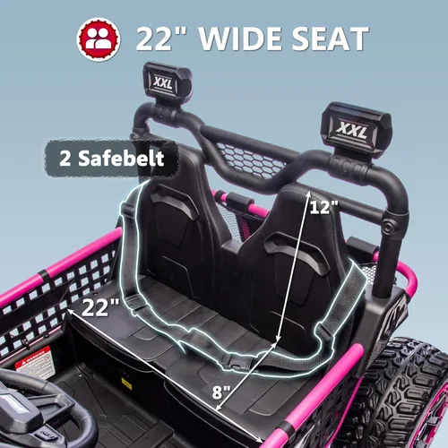 Miniatura 7 de Juguete XXL de 24 V, 7 Ah, 2 plazas, para niños grandes, con control remoto 4WD UTV para niños con asiento de 22 pulgadas, luces LED, reproductor