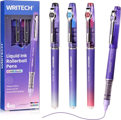 Miniatura 12 de WRITECH Bolígrafos de tinta líquida: bolígrafo de punta extra fina de 0.020 in, multicolor, 8 quilates, colores surtidos para diario, escritura