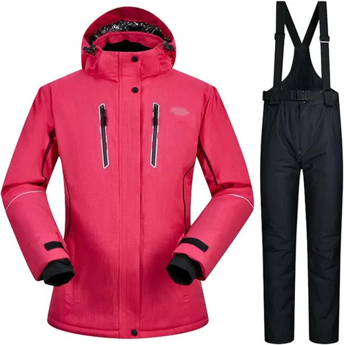 Miniatura 18 de Conjunto de chaquetas y pantalones de esquí para mujer, invierno al aire libre, talla grande, trajes de esquí cálidos con capucha, trajes de nieve E