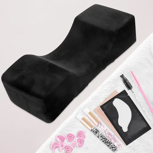 Miniatura 2 de Extensión de pestañas de terciopelo para salón de belleza, almohada de espuma viscoelástica para el cuello para extensiones de pestañas, injerto